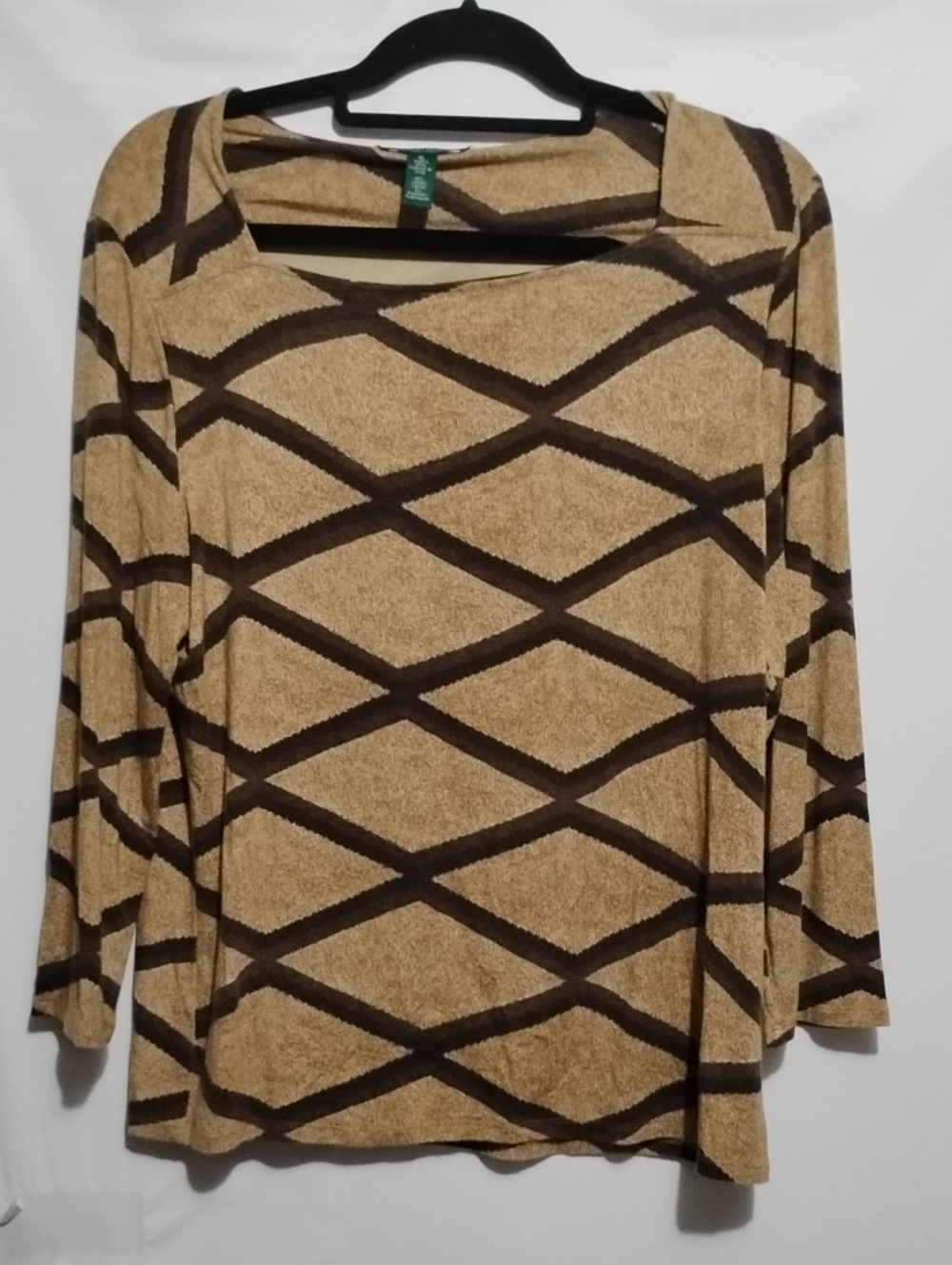 Lauren Ralph Lauren Women’s XL Beige & Brown Patterned Long Sleeve Top